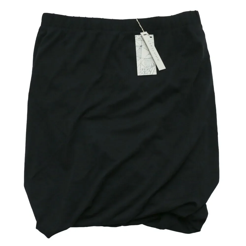 Grey State Sz 1 Marais Skirt Noir Black Stretch Pull On Casual Midi‎ Skirt Women